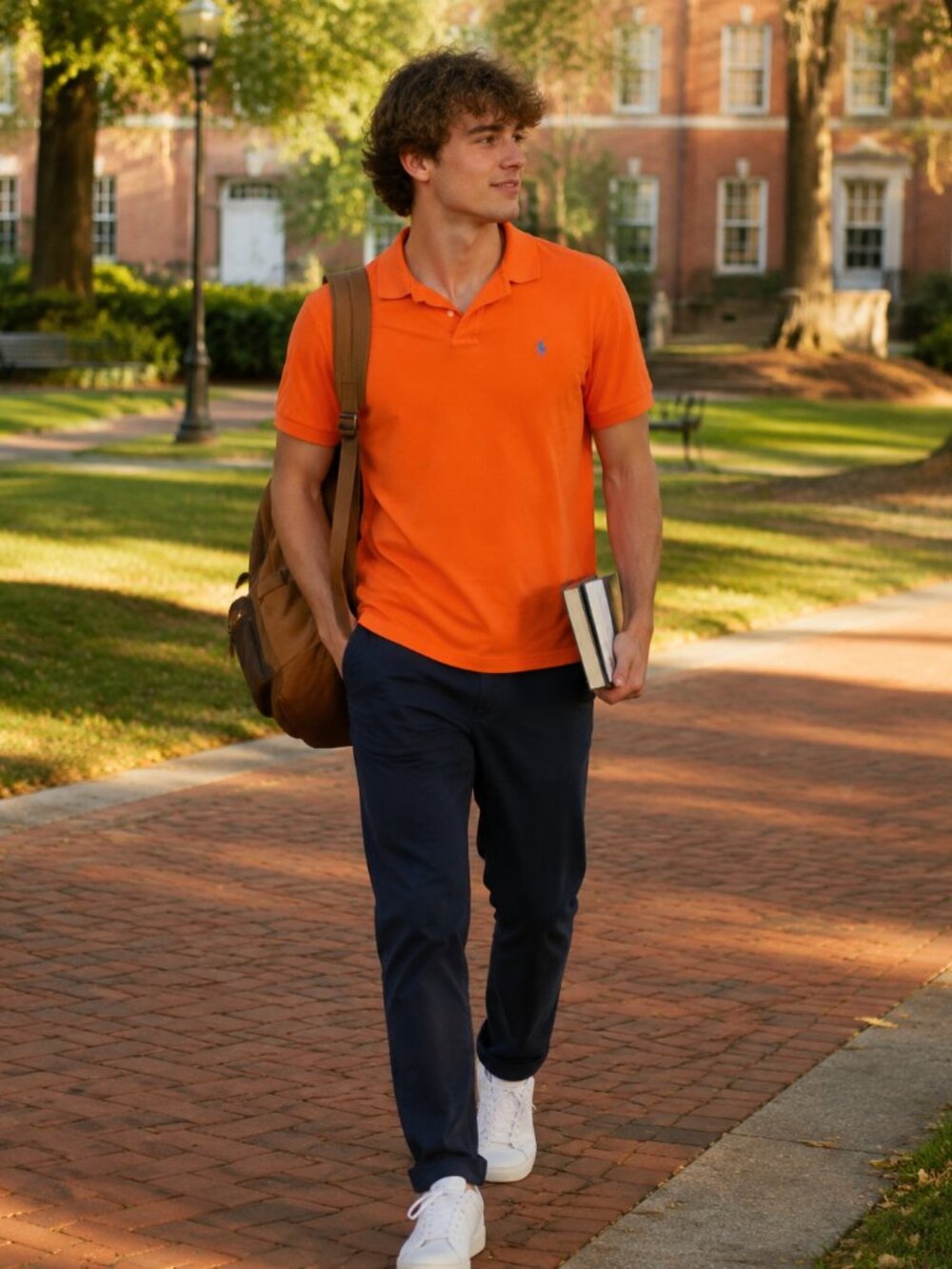 Polo Ralph Lauren Classic Fit Orange Polo Shirt Blue Pony Embroidered Logo Mediu